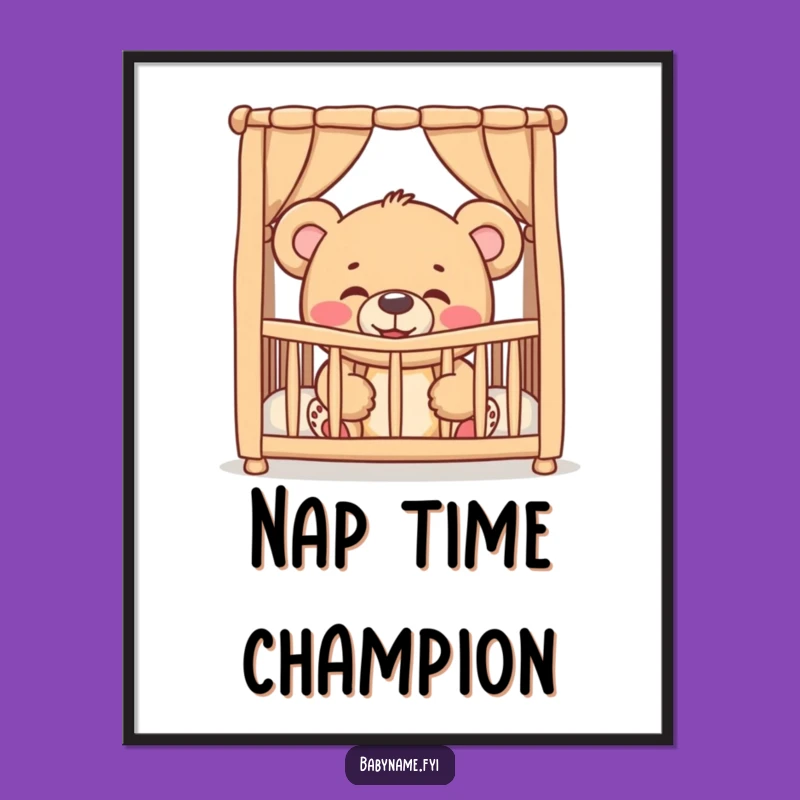 Funny Giggling Teddy Bear Crib Poster - Whimsical Baby Humor Wall Art Gift