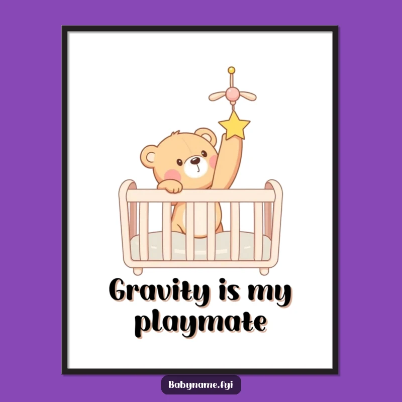 Funny Teddy Bear Crib Mobile Poster - Whimsical Nursery Wall Art Gift