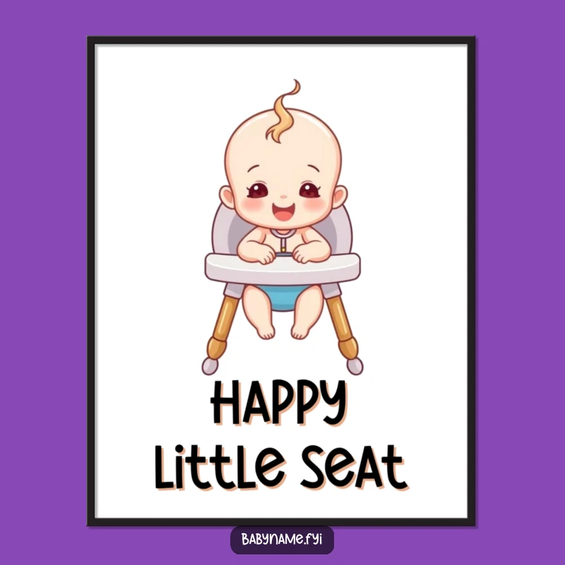 Funny Happy Baby Poster - Cozy High Chair Art, Humorous Wall Decor Gift