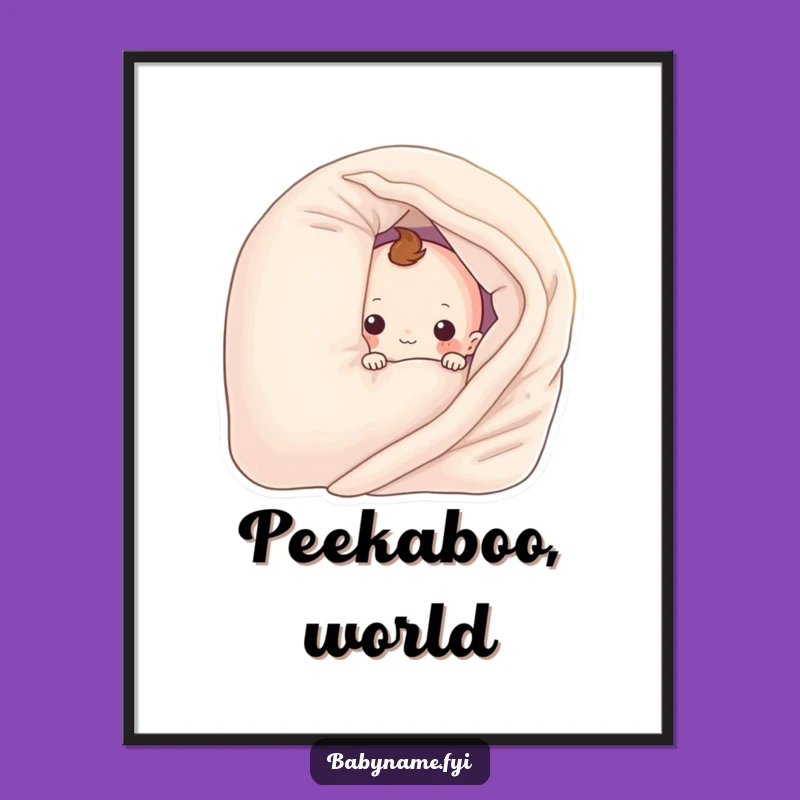 Funny Peek-a-Boo Blanket Poster - Whimsical Nursery Art & Gift