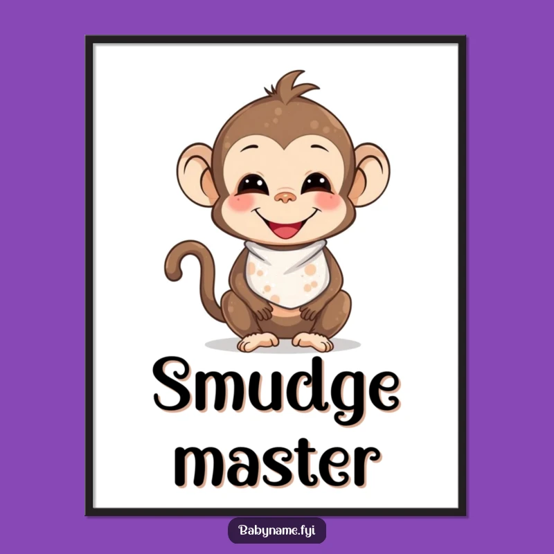 Funny Baby Monkey Messy Poster: Adorable Art for a Hilarious Gift
