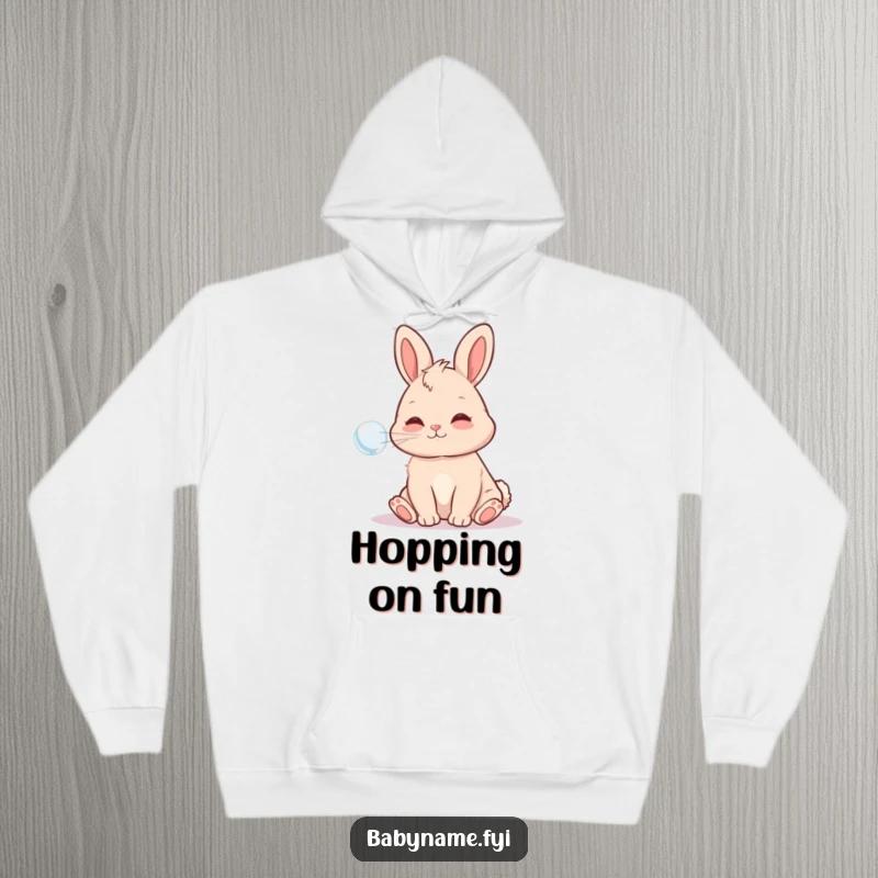 Funny Hoodie featuring a playful baby bunny blowing a bubble, offering warmth and a dose of sweet, lighthearted humor.
