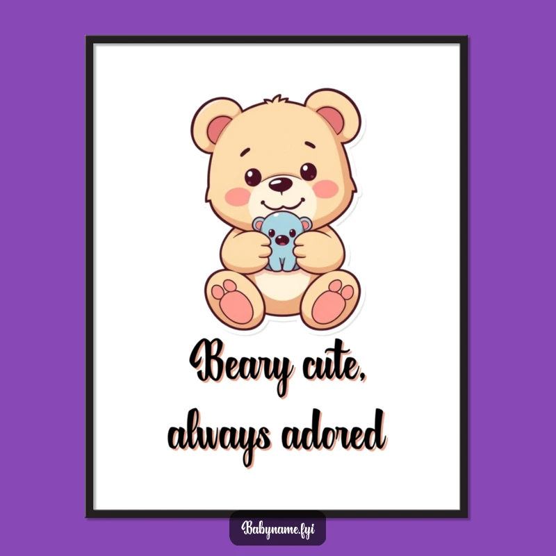 Free Printable Wall Art: Cute Teddy Bear with Toy - Funny Kids Room Decor