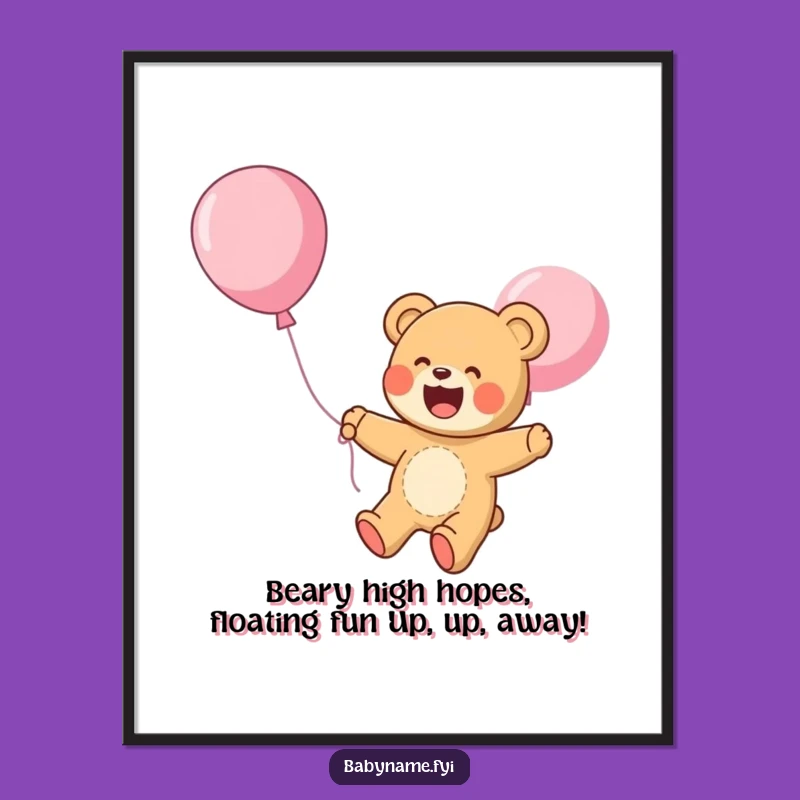 Funny Free Printable Wall Art: Floating Bear, Downloadable DIY Decor