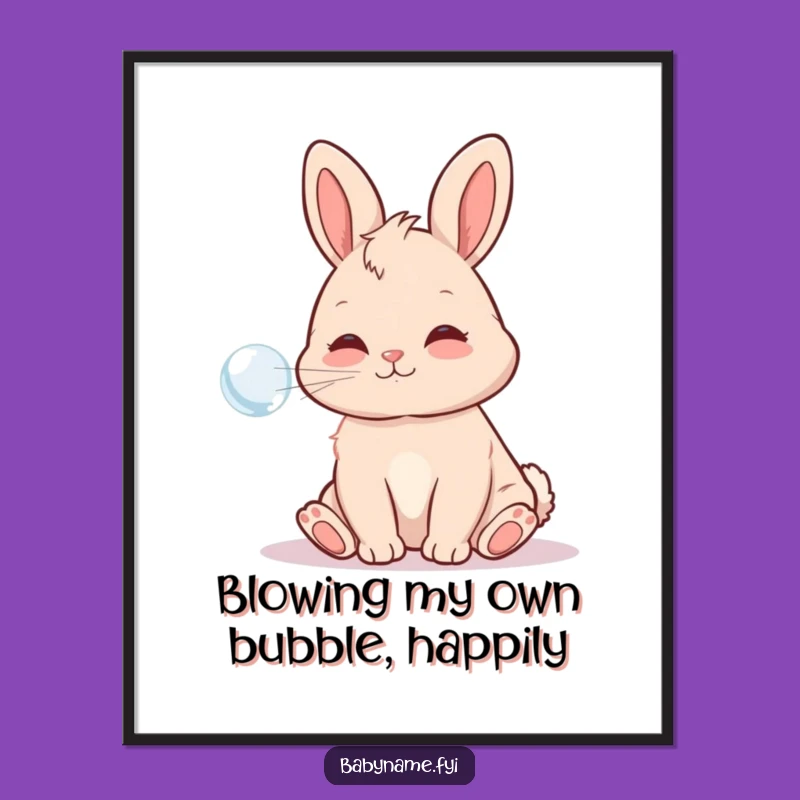 Free Printable Wall Art: Playful Bunny Bubble, Downloadable Whimsical Decor