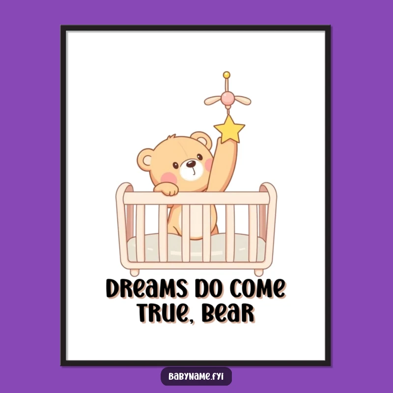 Free Printable Funny Wall Art: Teddy Bear Crib Wonder Downloadable Nursery Decor
