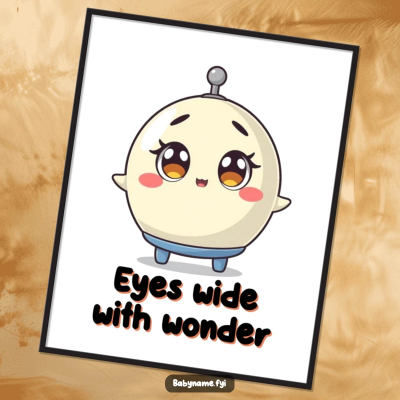 Funny Free Printable Wall Art: A surprised baby mobile spinning with wide, comical eyes. Downloadable art.