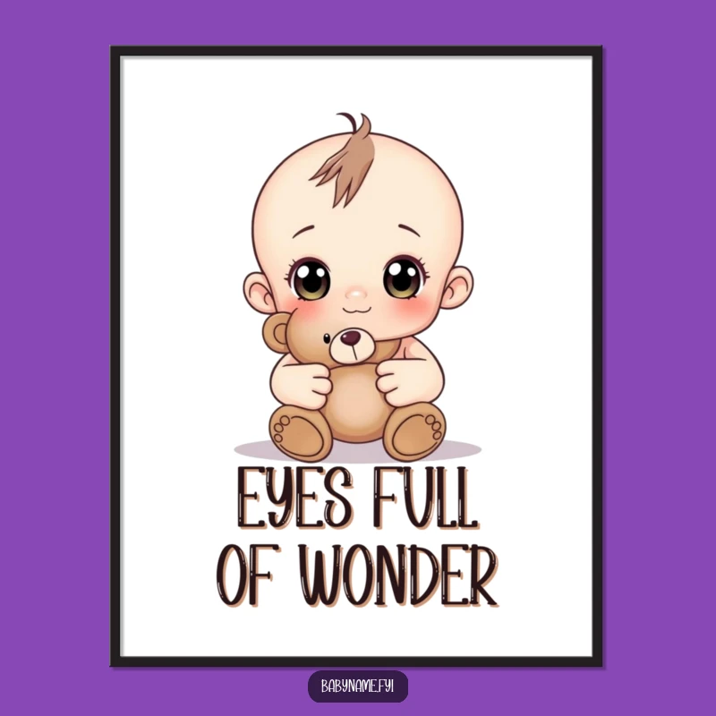 Free Printable Baby Teddy Art: Curious Eyes Nursery Downloadable Decor