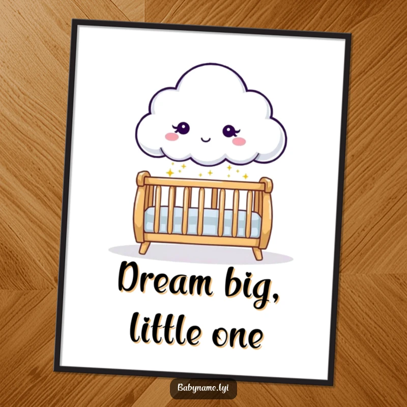 Funny Free Printable Cloud Nursery Art: A cloud sprinkling gentle sparkles over a crib, adorable and humorous downloadable decor.