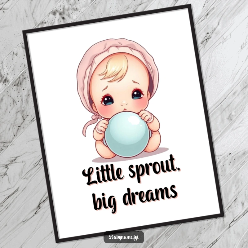 Funny Free Printable Baby Bonnet Wall Art: A sweet baby in a bonnet peeking over a rattle, bringing smiles.