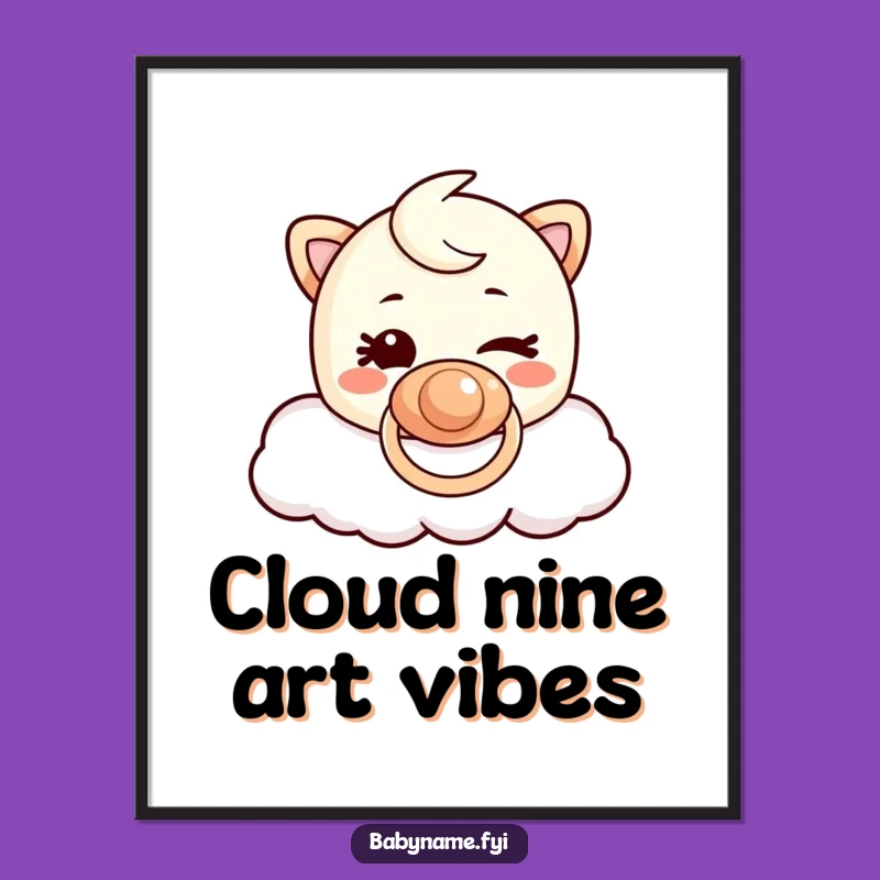 Free Printable Pacifier Wall Art: Winking Cartoon Downloadable Decor