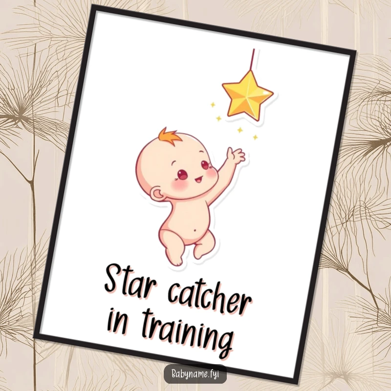 Free Printable Star Baby Wall Art: A baby reaching for a sparkling star, adding dreamy charm to decor.