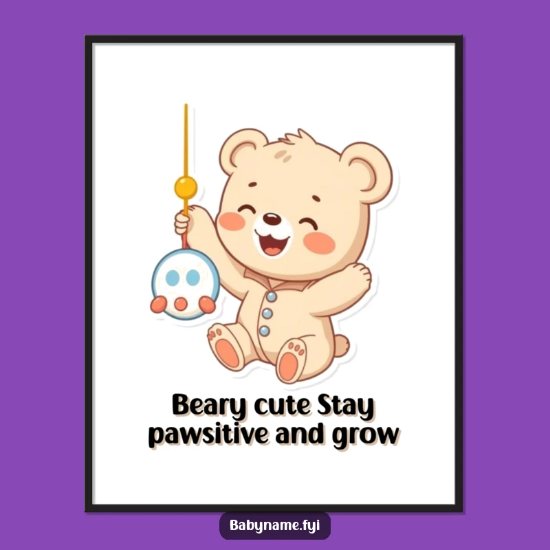 Free Printable Wall Art: Baby Bear Cub Playtime Fun, Downloadable Nursery Decor