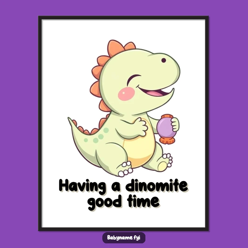 Free Printable Wall Art: Giggling Dinosaur Rattle, Downloadable Fun Decor