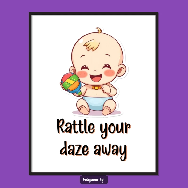Funny Free Printable Wall Art: Baby Rattle Vibes, Cheerful Downloadable Decor