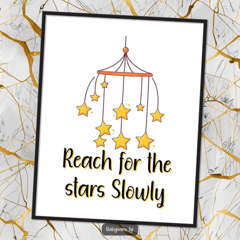Funny Free Printable Wall Art: Curious mobile with stars slowly spinning, creating a peaceful and intriguing visual.