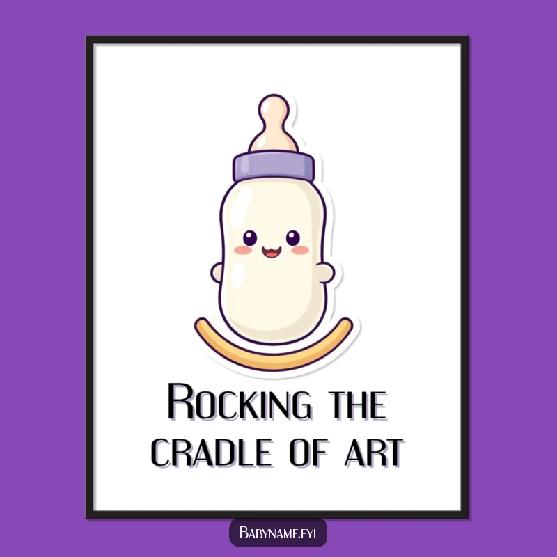 Funny Free Printable Wall Art: Happy Baby Bottle, Whimsical Downloadable Decor