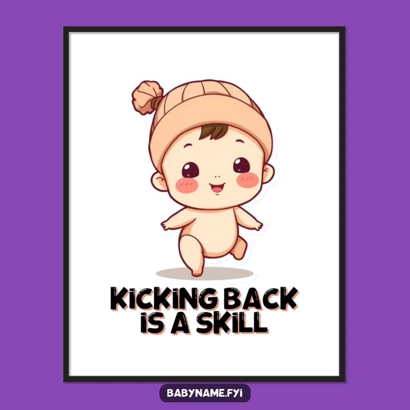Funny Free Printable Wall Art: Kicking Baby Vibes, Playful Downloadable Decor