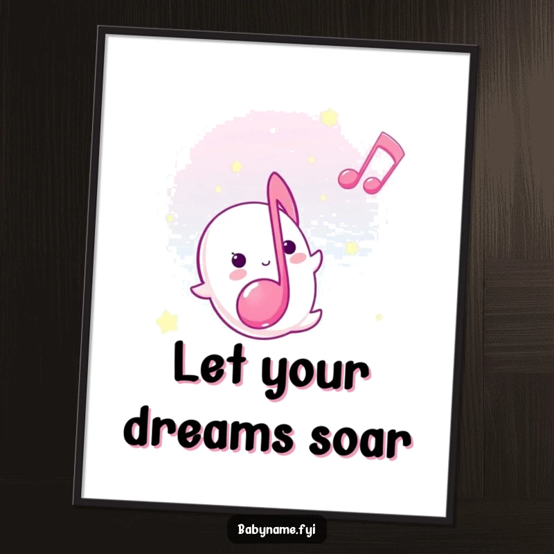 Free Printable Wall Art: A sweet musical note floats upwards peacefully, adding a touch of gentle art.