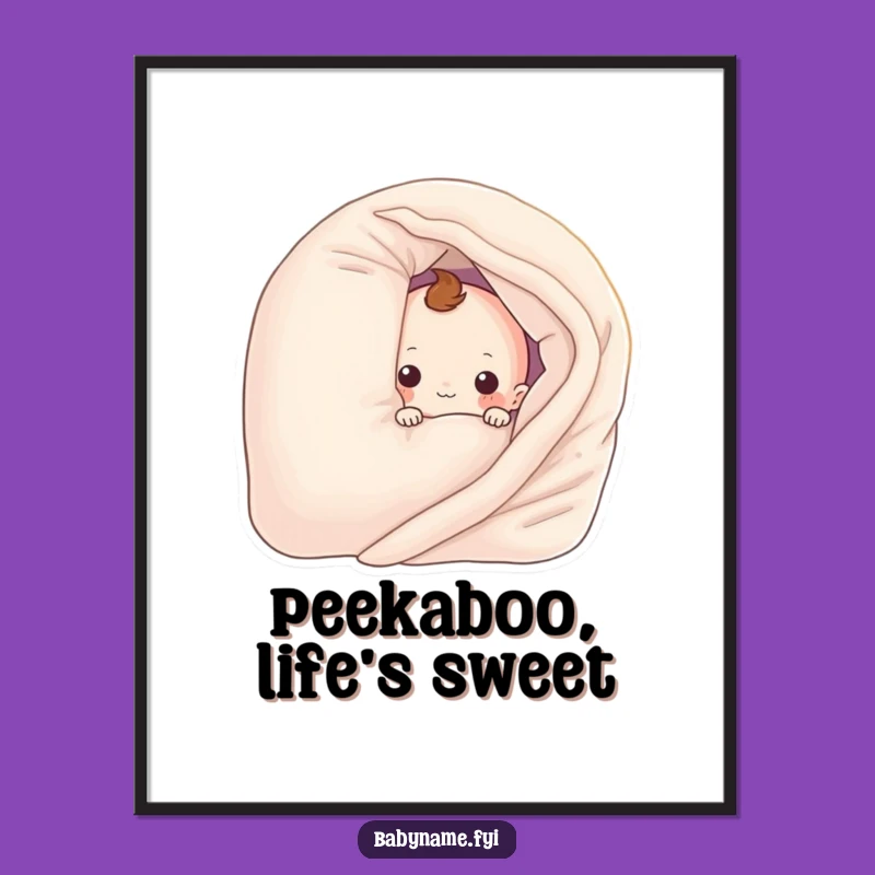 Free Printable Funny Wall Art: Blanket Peek-a-Boo Nursery Decor Downloadable