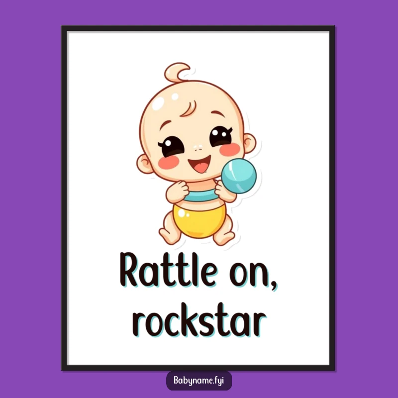 Free Printable Wall Art: Funny Baby Rattle - Energetic Downloadable Art