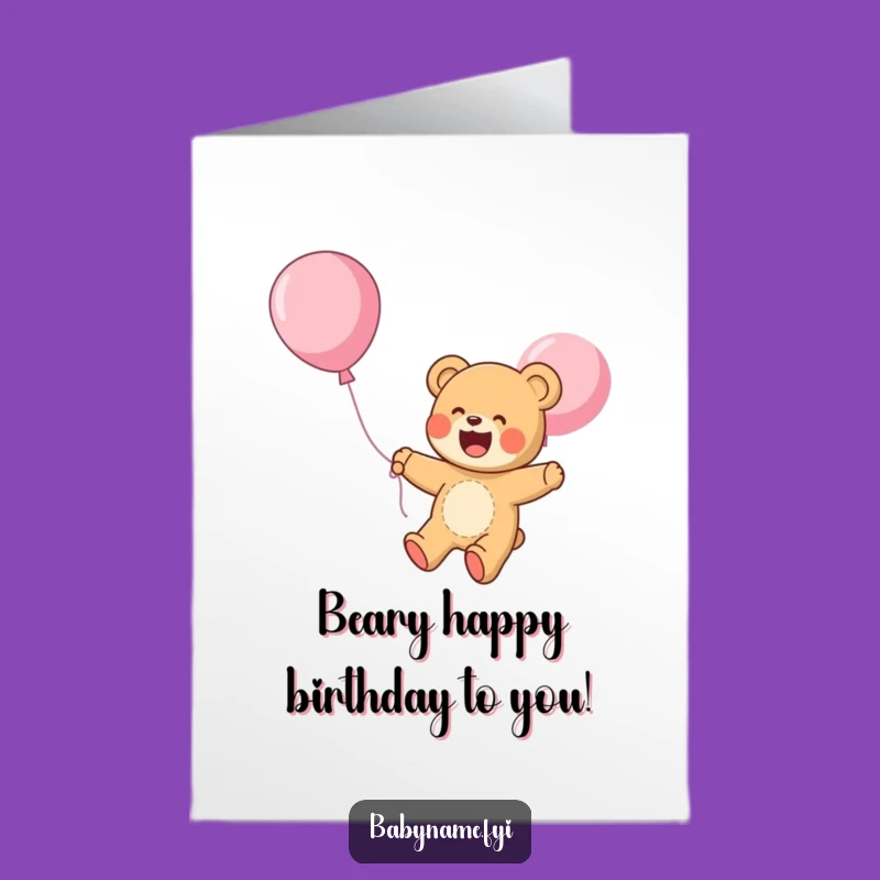 Free Printable Birthday Card: Floating Bear, Funny DIY Downloadable Gift