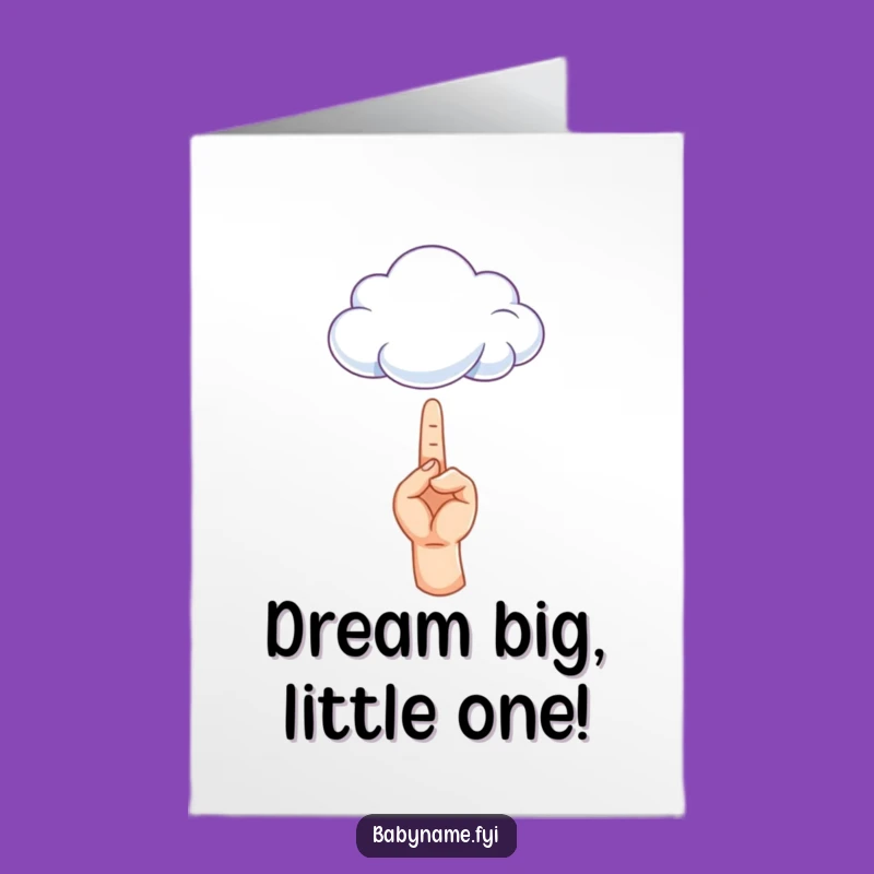 Free Printable Birthday Card: Tiny Hand Reaching Cloud, Funny Downloadable Gift for Kids!