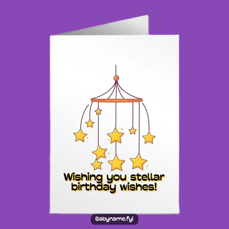 Free Printable Birthday Card: Curious Mobile of Stars, Funny Downloadable Gift for Dreamy Birthdays