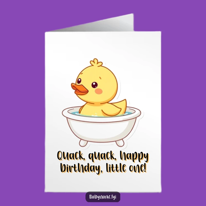 Free Printable Birthday Card: Duckling Toy Bath Time, Funny Downloadable Gift for Splashy Fun