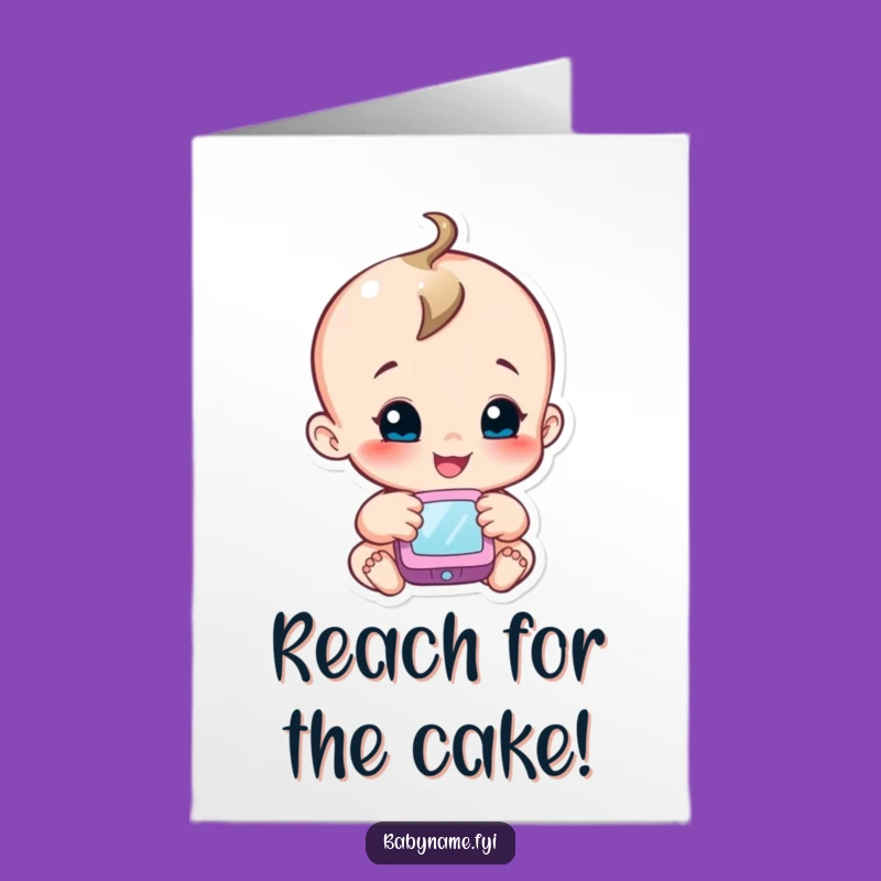 Free Printable Happy Baby Birthday Card: Reaching for Fun, DIY Gift Idea