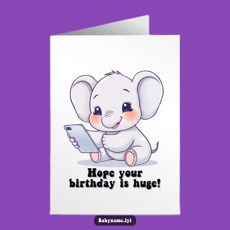 Free Printable Birthday Card: Happy Elephant, Reaching for Fun, Downloadable Gift