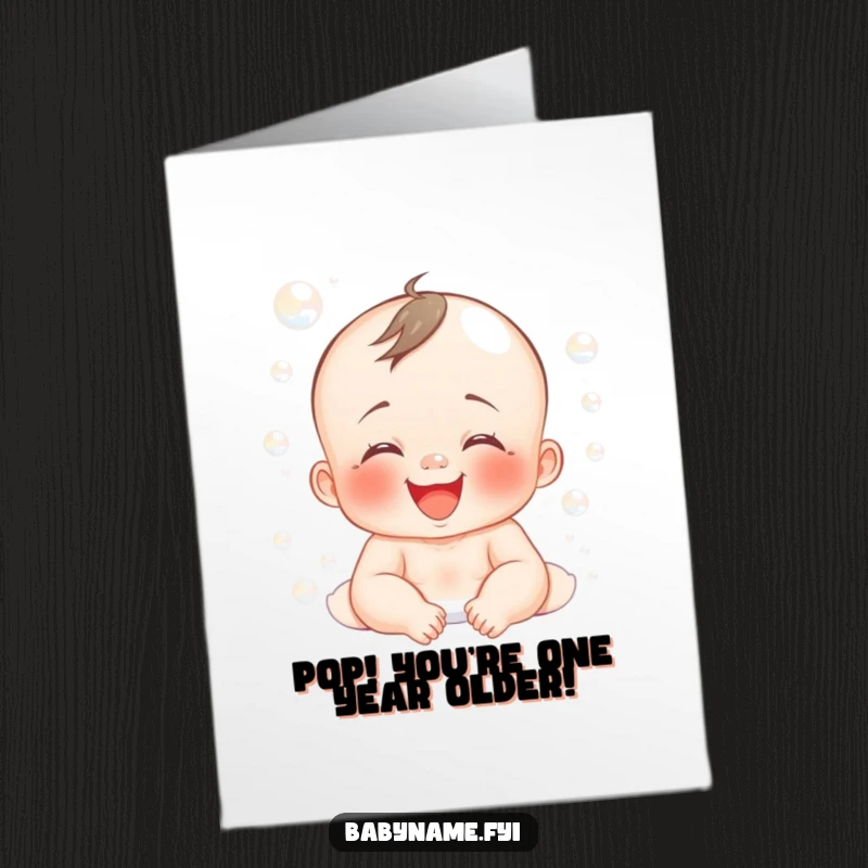 Funny Free Printable Birthday Card: A baby joyfully giggling, covered head-to-toe in soft, shimmering bubbles, pure delight.