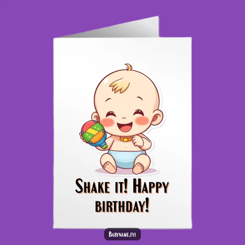 Free Printable Birthday Card: Rattle-Shaking Baby Fun, Downloadable Joy