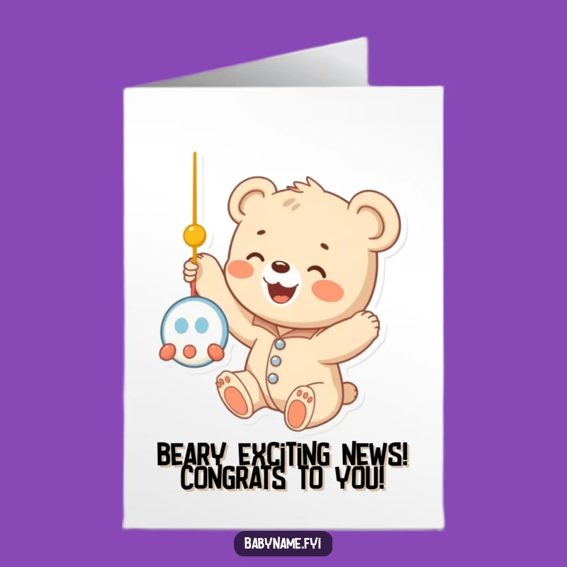 Free Printable Congrats Card: Baby Bear Cub Milestone Celebration, Downloadable Joy