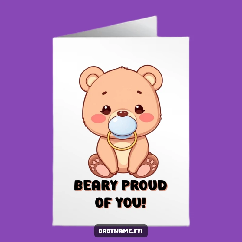 Free Printable Congrats Card: Cute Bear Cub Pacifier, Downloadable Sweet Success Gift