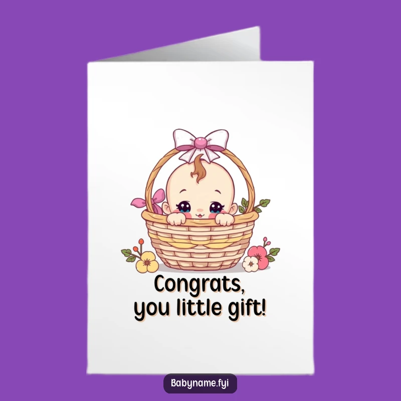 Free Printable Baby Basket Card: Funny Peek-a-Boo Congrats Downloadable Gift