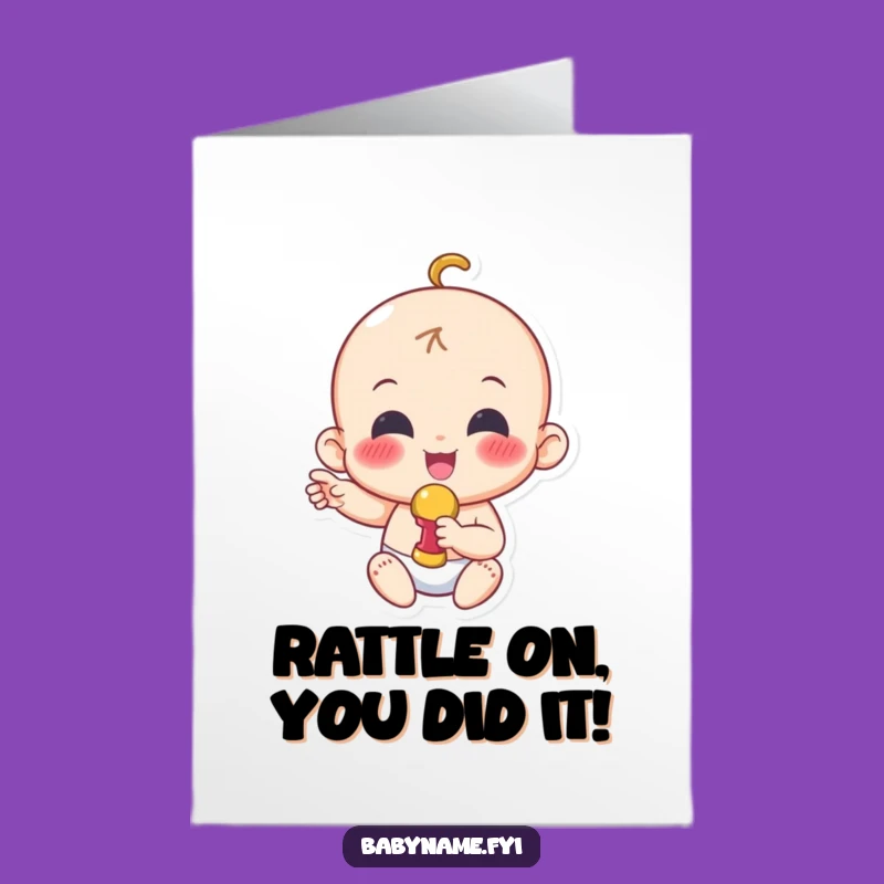 Free Printable Baby Congrats Card: Excited Rattle Wave for Your DIY Gift