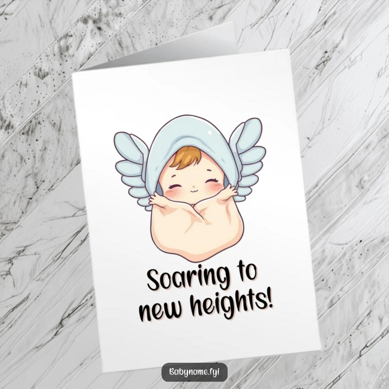Funny Free Printable Congratulations Card: A cute baby blanket flapping its edges like joyful, triumphant wings. Downloadable art.