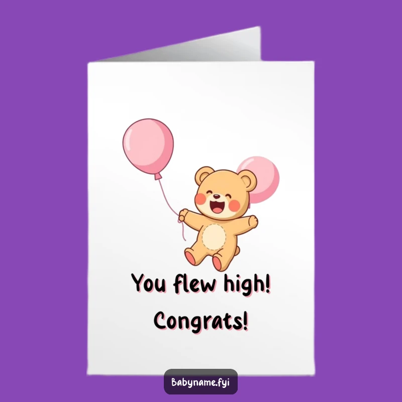 Free Printable Congrats Card: High-Flying Bear, Funny DIY Downloadable