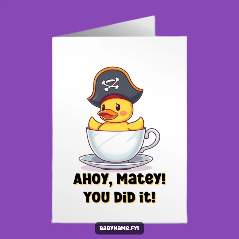 Free Printable Congrats Card: Pirate Duck Captain, Funny DIY Downloadable