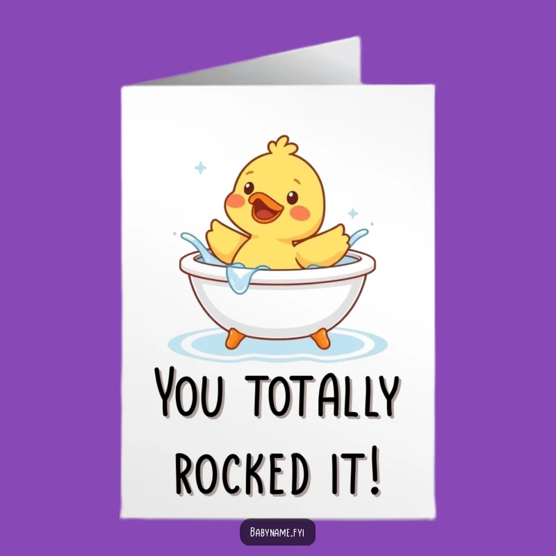 Free Printable Rubber Duck Card: Funny Splash Congratulations Downloadable Gift