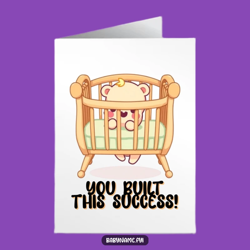 Free Printable Congrats Card: Wobbly Crib Rail - Funny DIY Baby Shower Gift