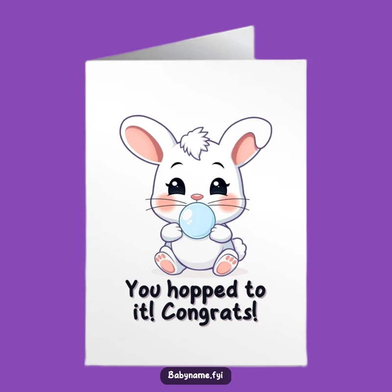 Free Printable Congrats Card: Bunny Big News Bounce, Downloadable Cheer