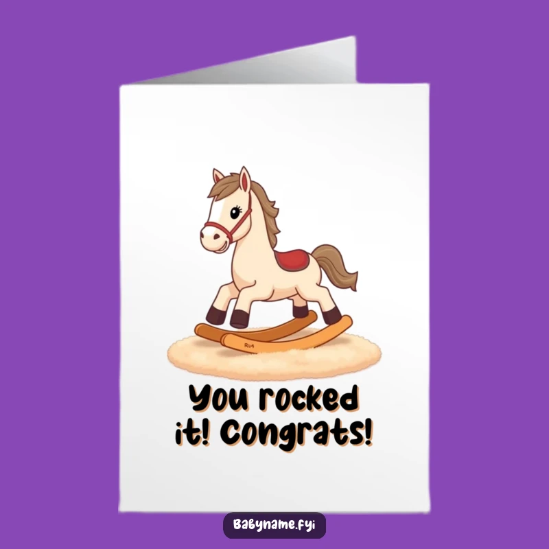Free Printable Congrats Card: Rocking Horse Gallop, Funny Downloadable Achievement Gift