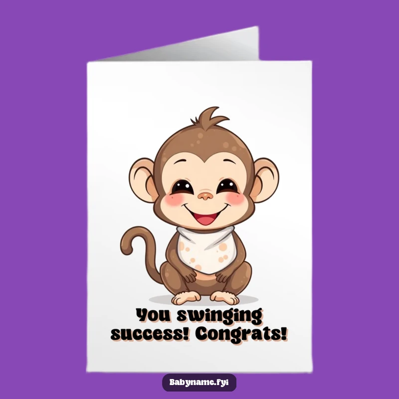 Free Printable Congrats Card: Monkey Messy Milestone, Downloadable Cheer