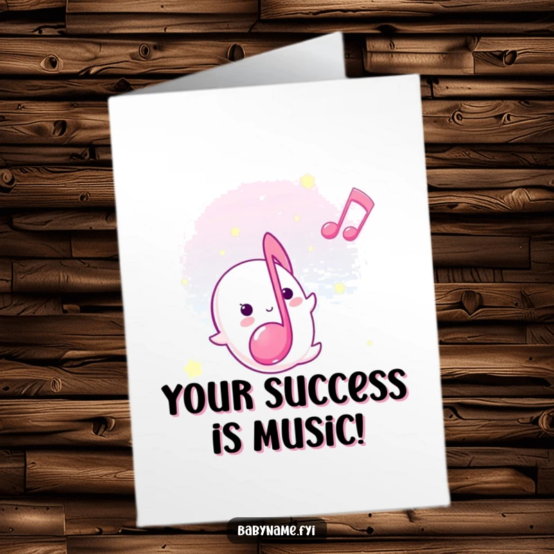 Free Printable Congrats Card: A sweet musical note ascends gently, conveying congratulations with grace.