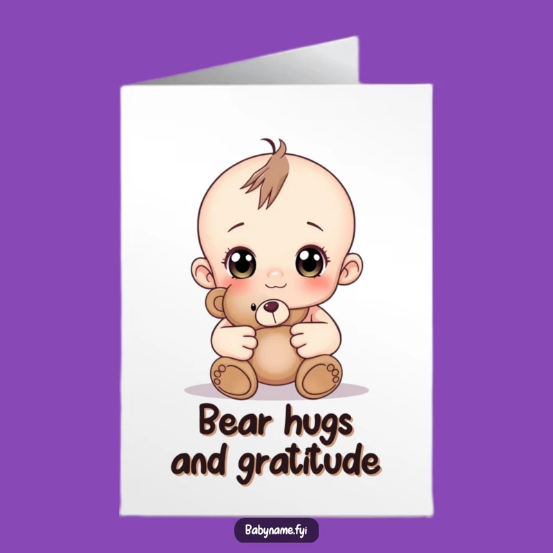 Free Printable Baby Teddy Card: Grateful Baby Thank You Downloadable