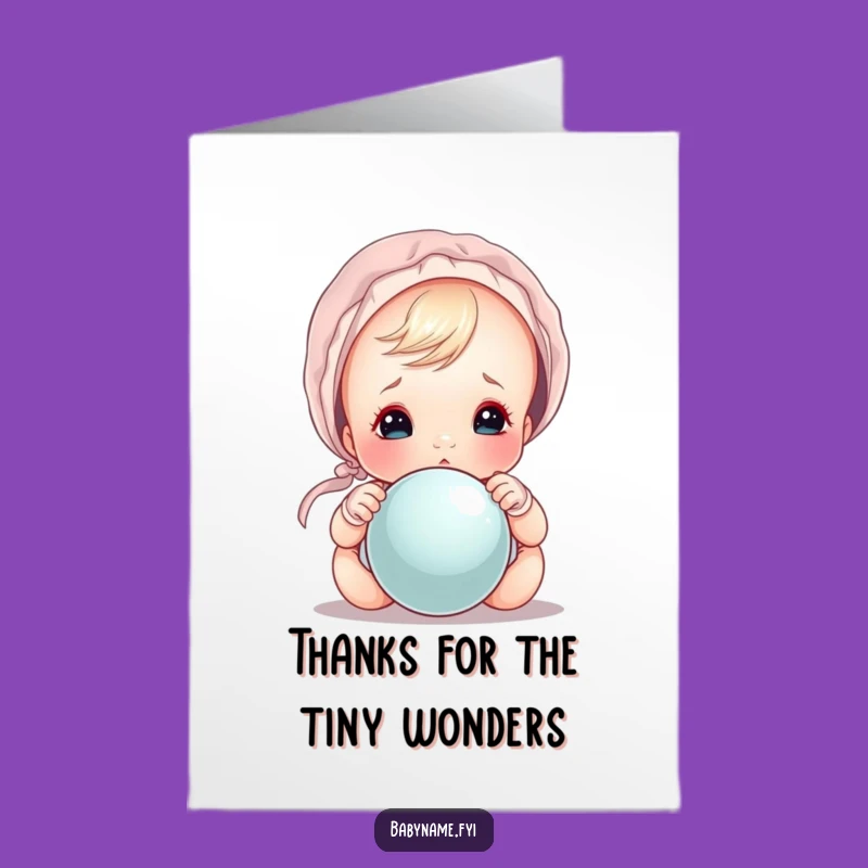 Free Printable Funny Baby Bonnet Card: Sweet Thank You Peek Downloadable
