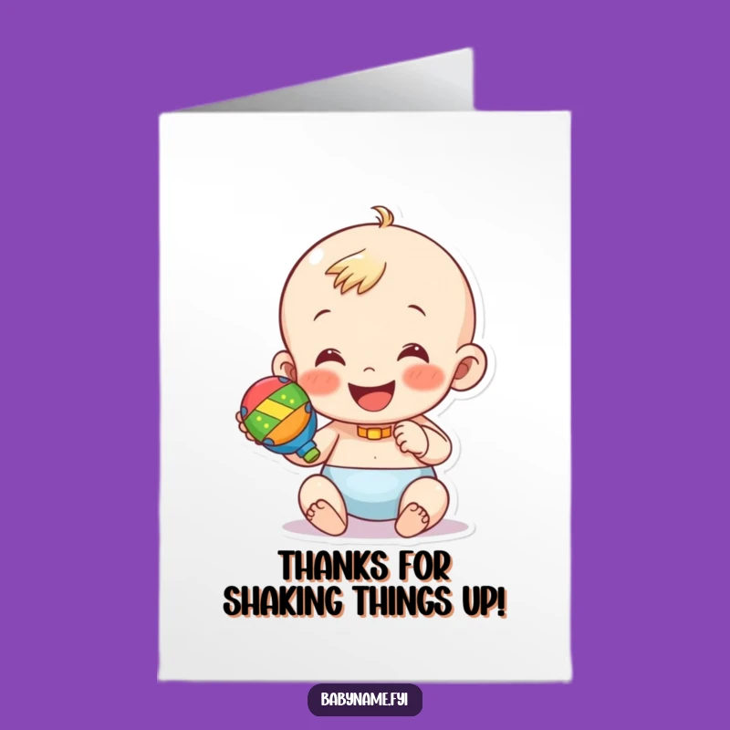 Free Printable Thank You Card: Baby's Thankful Rattle, Downloadable Gratitude