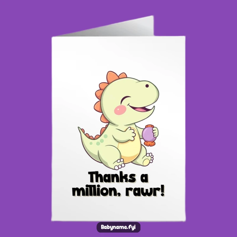 Free Printable Thank You Card: Giggling Dino Rattle, Downloadable Grateful Gift
